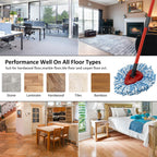 2 Pack Spin Mop Replacement Head,1 Base,4-Section Sturdy Iron Mop Handles Compatible with O Ceda EasyWring RinseClean 2 Tank System Mop,Oceda Mop Refills and Mop Stick 30" to 58" Set to Floor Clean