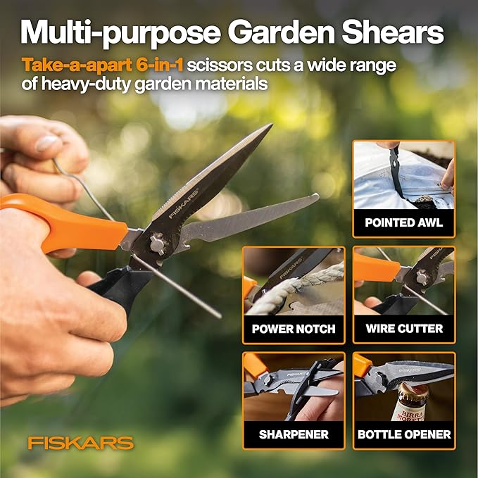 Fiskars Home Essentials Tool Kit with PowerGear Lopper, Shears, Bypass Pruner, Folding Saw with 2 Blades, IsoCore Hammer, and Utility Knife, for Indoor Use and Outdoor Gardening (6 Piece Kit)