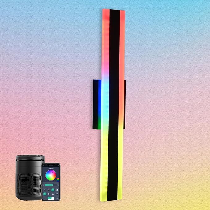 TODOLUZ 2-Pack 24-Inch Outdoor RGB Wall Light Fixture, IP65 Waterproof 16W Dimmable LED Linear Wall Sconce Lighting with Remote Control for Porch Garage Party Gathering