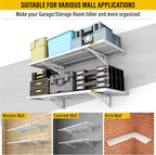 4Pack 1.64x4ft Adjustable Metal Garage Wall Shelving Heavy Duty Garage Storage Shelf Wall Mounted White