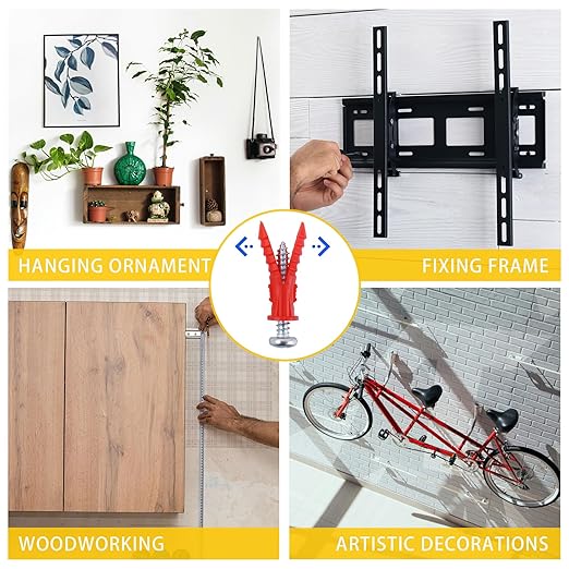 208PCS Drywall Anchors and Screws Assortment Kit, Wall Anchors and Screws Kit, 4 Sizes Plastic Anchors and Matched Phillips Pan Head Screws