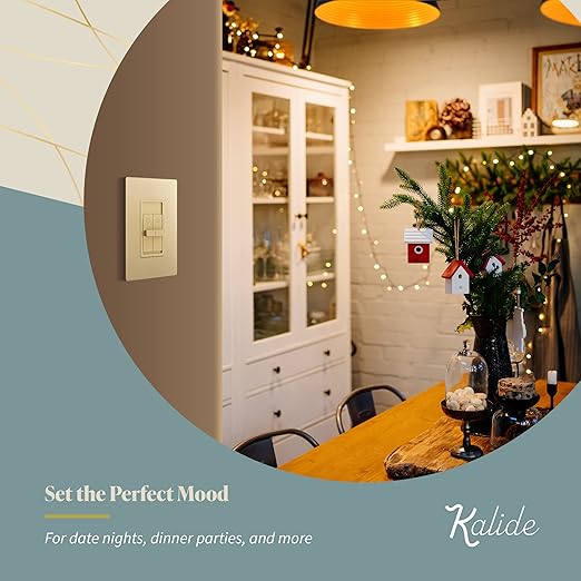 TOPGREENER Elite Series Kalide Dual Load Dimmer Light Switch, Double LED Dimmer Switch, Full Range Dimming, Single Pole, 120VAC, 60Hz, 200W LED/CFL, Neutral Wire Not Required, TGDDS-GD, Gold