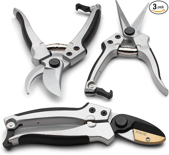 Kings County Tools Hand Gardening and Landscaping Pruner Tool Set | Wet Wood Bypass | Dry Wood Anvil | Flower Cutters | Sharp Japanese Blades | Cast Aluminum Handles | Ergonomic Design for Easy Use