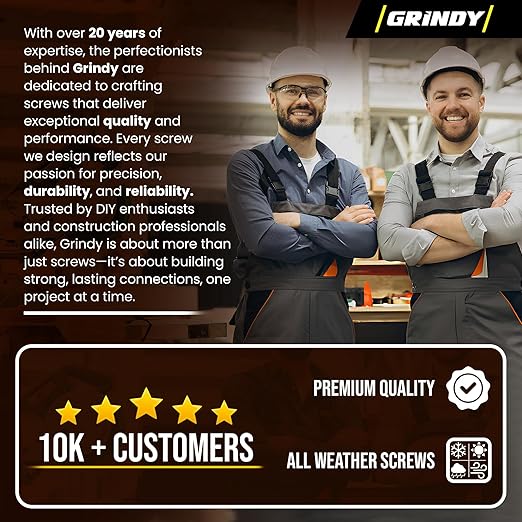 #8 x 1 5/8’’ Stainless Steel Wood Screws by Grindy (200pack/1.1LBS) – Self-Drilling Deck Screws I Rust Resistant I Quick Drive & Fast Grip I for Cabinet, Furniture & Other Projects I Bit Included