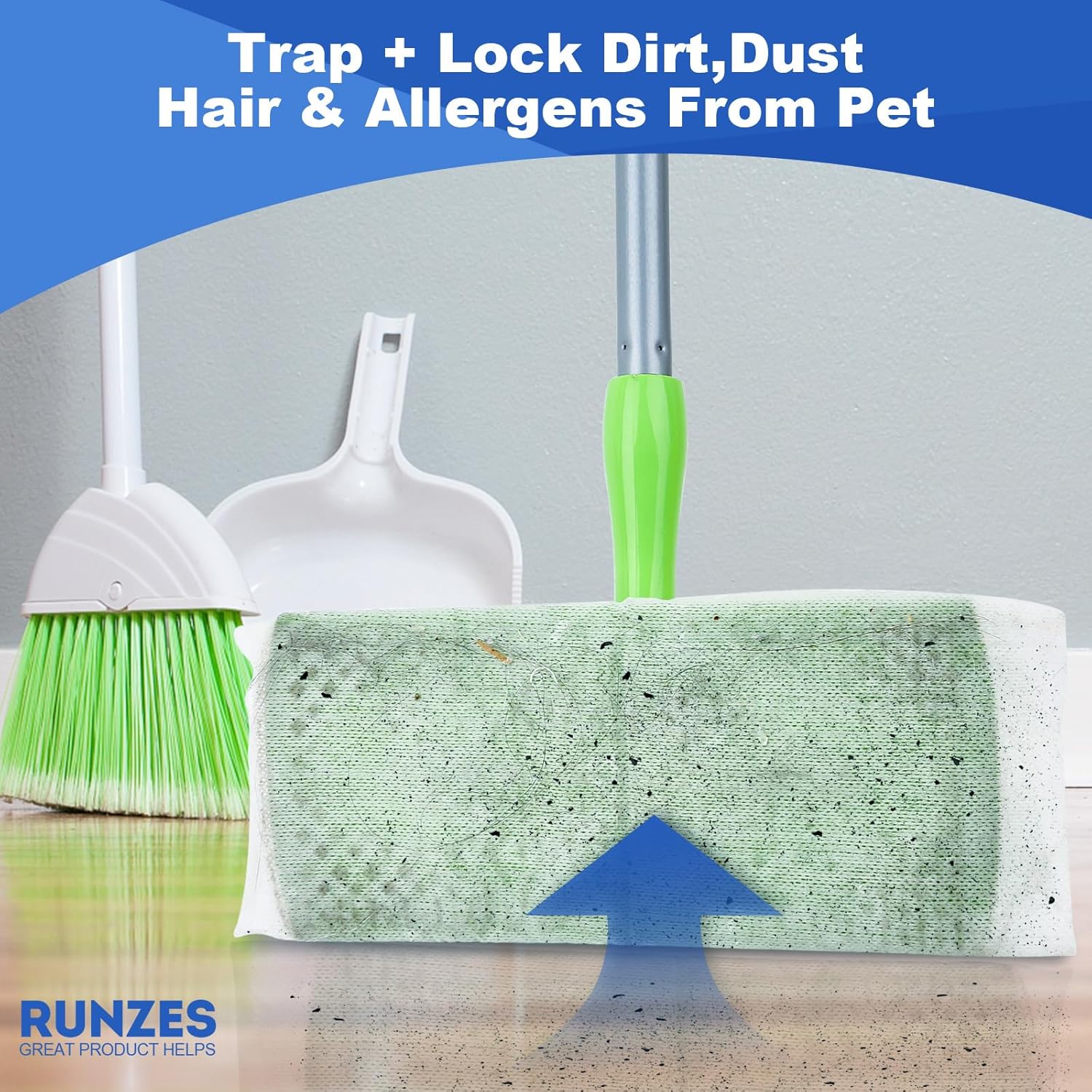 Runzes Dry Sweeping Refills 160Count Mop Pads Duster Cloths White Disposable Cleaning Cloths to Clean Dust,Hair,Dirt