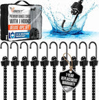 Heavy Duty Bungee Cords with Hooks - 10 Piece 18 Inch Bungie Cords Set