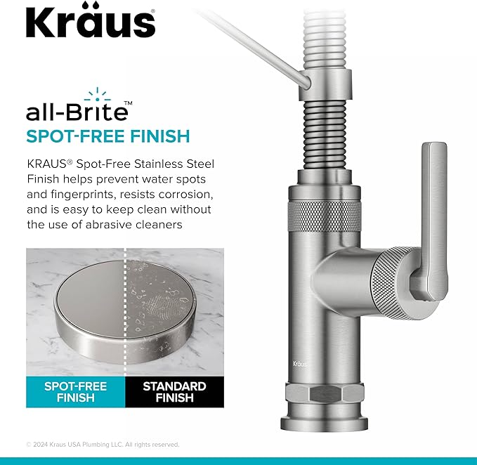 KRAUS Allyn Commercial Style 2-Function Single Handle Pull Down Kitchen Faucet in Spot-Free Stainless Steel, KPF-4110SFS