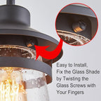 Outdoor Wall Sconce with Clear Seeded Glass Shade,Waterproof Exterior Fixture in Oil Rubbed Bronze Finish,Suit for Wet Locations,Easily Installed in Porch Patio Entryway,Doorway,Corridor