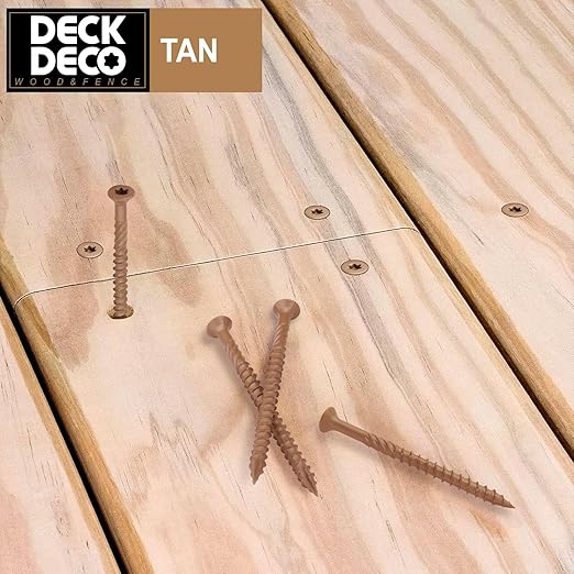 Wood Screws #8 x 1-5/8" 906pcs(Approx), Tan Ruspert Coating Exterior Deck Screws, Torx/Star Drive Flat Head,Twist Shank, Cut Tip/Thread, Bit Included, 5.5 lb/Jar