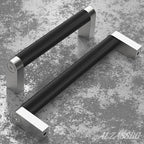 Alzassbg 10 Pack Silver and Black Cabinet Pulls, 5 Inch(128mm) Hole Centers Cabinet Handles Kitchen Hardware Knurled Drawer Handle Pull AL3101CP-MB