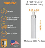 Sunlite 30335 F28T5/835 4 Foot T5 Linear Fluorescent Lamp, 28 Watts, 2500 Lumens, 3500K Neutral White, Miniature G5 Bi-Pin Base, ROHS Compliant, High Performance Straight Tube, 40 Pack