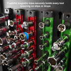 Magnetic Socket Holder Organizer Set: 3-Piece 1/4, 3/8, 1/2 Drive Socket Trays Socket, 360° Swivel Clips Socket Holder Kit, For Automotive Mechanic Garage (Black Red Green)