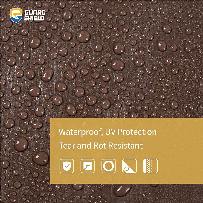 GUARD SHIELD Tarps Heavy Duty Waterproof 20x20 Feet Brown/Bright Silver Poly Tarp Cover Square Outdoor Thick UV Resistant Tarpaulin with Grommets 10mil