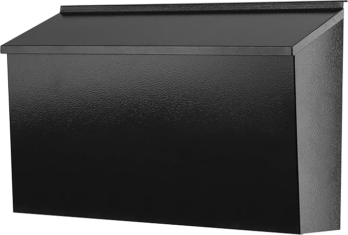 KYODOLED Wall-Mount Mailbox for House, Large Capacity Mail Box, Galvanized Steel Rust-Proof Metal Post Box, Mailboxes for Outside,15.7"x9.9"x4.9" Black