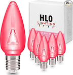 HLO Lighting Smooth C9 Christmas Lights | Pink LED Bulbs for Indoor & Outdoor Christmas Decor | Set of 25