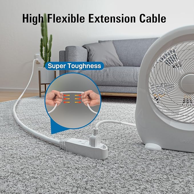 K KASONIC - 50-Feet 3 Outlet Extension Cord, UL Listed, 16/3 SJTW 3-Wire Grounded, 10 Amp 125 V 1625 Watts, Multi-Outlet Indoor/Outdoor Use, White