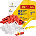 901 Pcs Tile Leveling System with 1/8" (3mm) Tile Spacers, Tile Wedges and Tile Leveling Clips - Saves Time for Perfect and Precise DIY Installation of Ceramic Tiles - With Leveler Tool (Pliers)