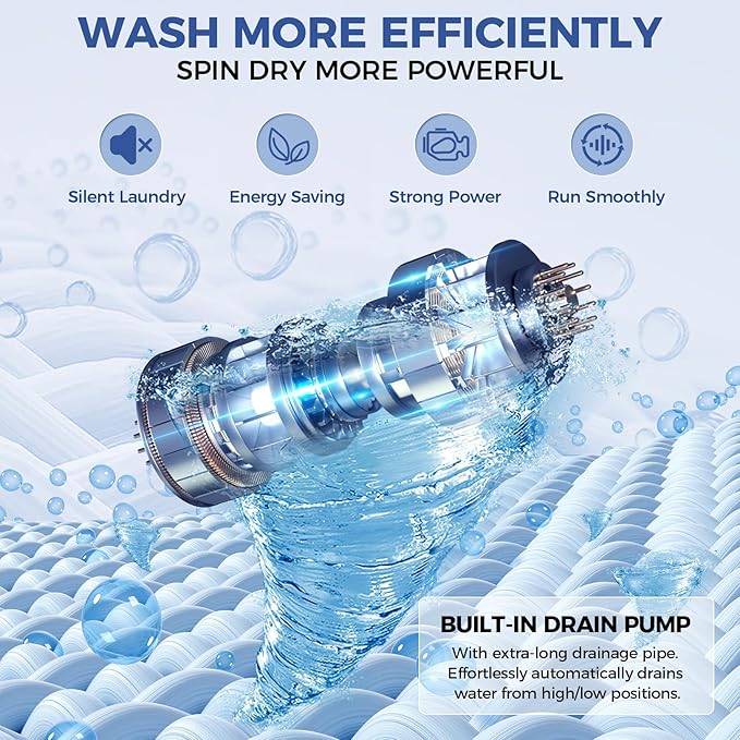 Nictemaw Portable Washing Machine 17.8Lbs Large Capacity 2.4 Cu.ft Portable Washer Machine with 10 Programs and 8 Water Levels Selections Mini Washing Machine for Apartment, Home, Dorms, Rv