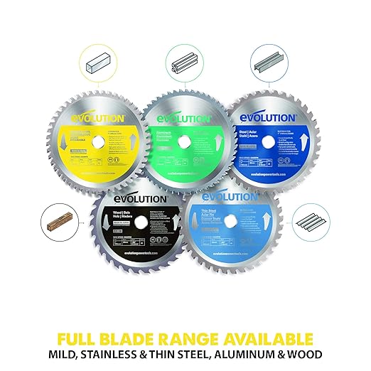 Evolution Power Tools 180BLADESS Stainless Steel Cutting Saw Blade, 7-Inch x 48-Tooth, Yellow
