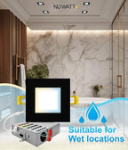 NUWATT 12 Pack 4 Inch Square Ultra-Thin LED Recessed Lighting, Selectable 2700K/3000K/3500K/4000K/5000K, 630 Lumens Dimmable, IC Rated, Black Slim Panel Light, Canless Wafer Lights, Metal J-Box