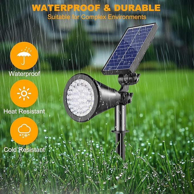 Solar Lights Outdoor Waterproof, 36 LEDs Adjustable Solar Spot Lights Outdoor, 2-in-1 Solar Powered Spotlight Landscape Lighting for Tree, Garden, Yard, Pathway- 3 Pack (Cool White)