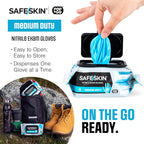 SAFESKIN Disposable Nitrile Gloves in POP-N-GO Pack (50 or 200 Count) Medium Duty, Powder-Free -Cleaning, Gardening, Crafts