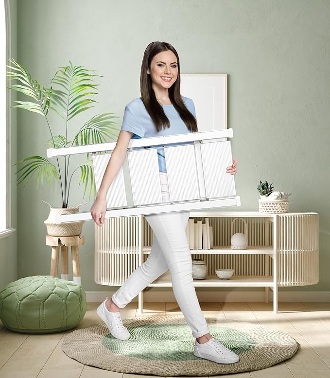 4 Step Ladder, Portable Folding, Lightweight Step Ladder with Anti-Slip Pedal, Aluminum Indoor Ladder and Closet, Kitchen, 330lbs - White