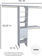 ClosetMaid SuiteSymphony Closet Organizer with Shelves and 2 Drawers, 16-Inch-Pure White