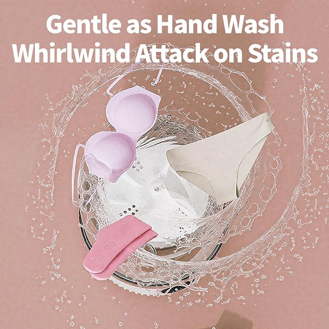 Underwear Washing Machine, BPA-free Portable Mini Washer for Socks, Baby Clothes, Cordless Small Laundry Cup for Travel, Dorm, Apartment, RV, Camp, Kids (Baby Pink)