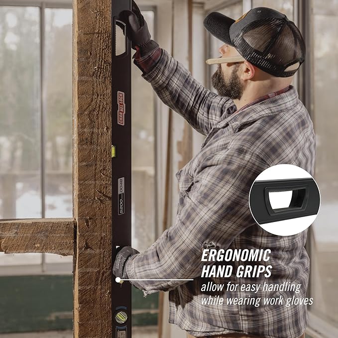 CHANNELLOCK 48-Inch, Professional-Grade Aluminum Box Level with Solid Block Acrylic Vials, 5200-0048