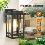 Outdoor Wall Light Fixtures 9.76'', Waterproof Porch Lights Lantern, Exterior Modern Matte Black Wall Mount Lighting, Anti-Rust E26 Socket Outside Scones for Front Door Garage Patio, 2 Pack