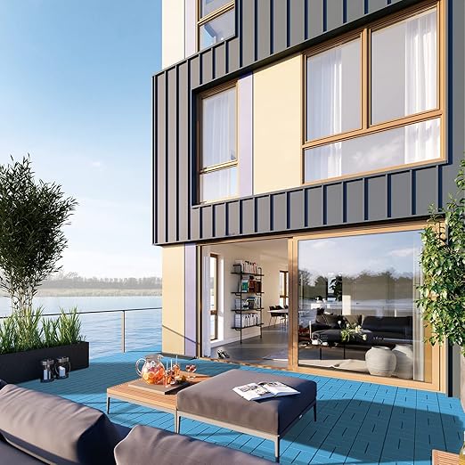 Goovilla Plastic Interlocking Deck Tiles, 9 Pack Outdoor Patio Flooring, 12"x12" Interlocking Decking Tile Outdoor All Weather Use, Waterproof Patio Paver for Pool Balcony Backyard Porch, Blue…