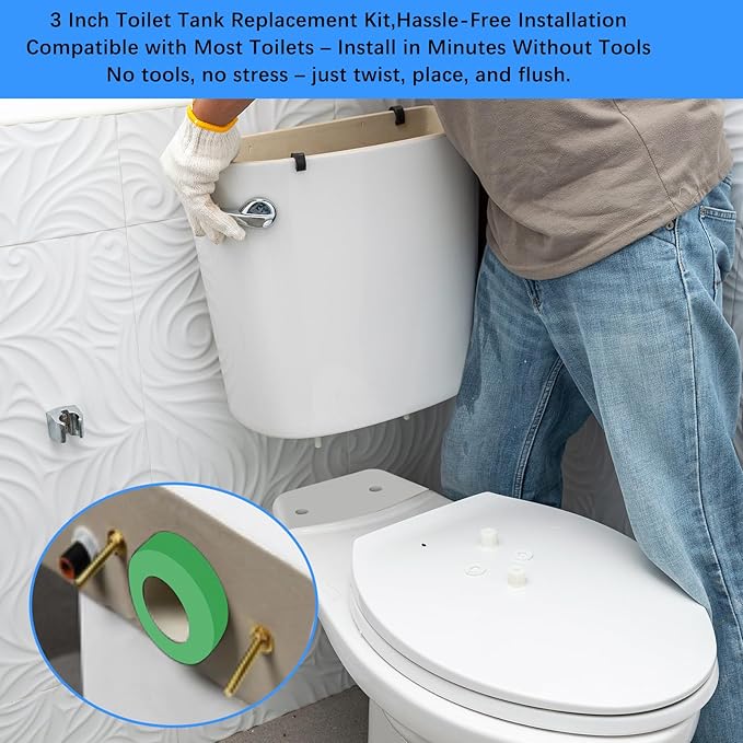 Toilet Tank to Bowl Gasket Coupling Kit Fits for American Standard Champion 4 Toilet AS738756-0070A,3" Flush Valve Toilet Replacement Parts Includes Washer and Bolts Seals,Fits Most Toilet Tank Repair