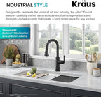 KRAUS Allyn Industrial Pull-Down Single Handle Kitchen Faucet in Matte Black, KPF-4102MB