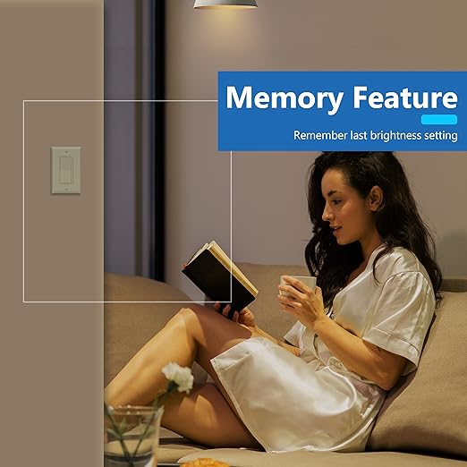 LIDER Dimmer Paddle Switch for Dimmable 300W LED/CFL Lights, 1-Pole or 3-Way, 120 V, Modern Upgrade, UL Listed, Wall Plate Included, Ivory