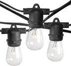 Hometown Evolution, Inc. Commercial E26 String Lights with 16 Gauge Wire (50 Foot 25 Socket, S14 11 Watt Clear Bulb)