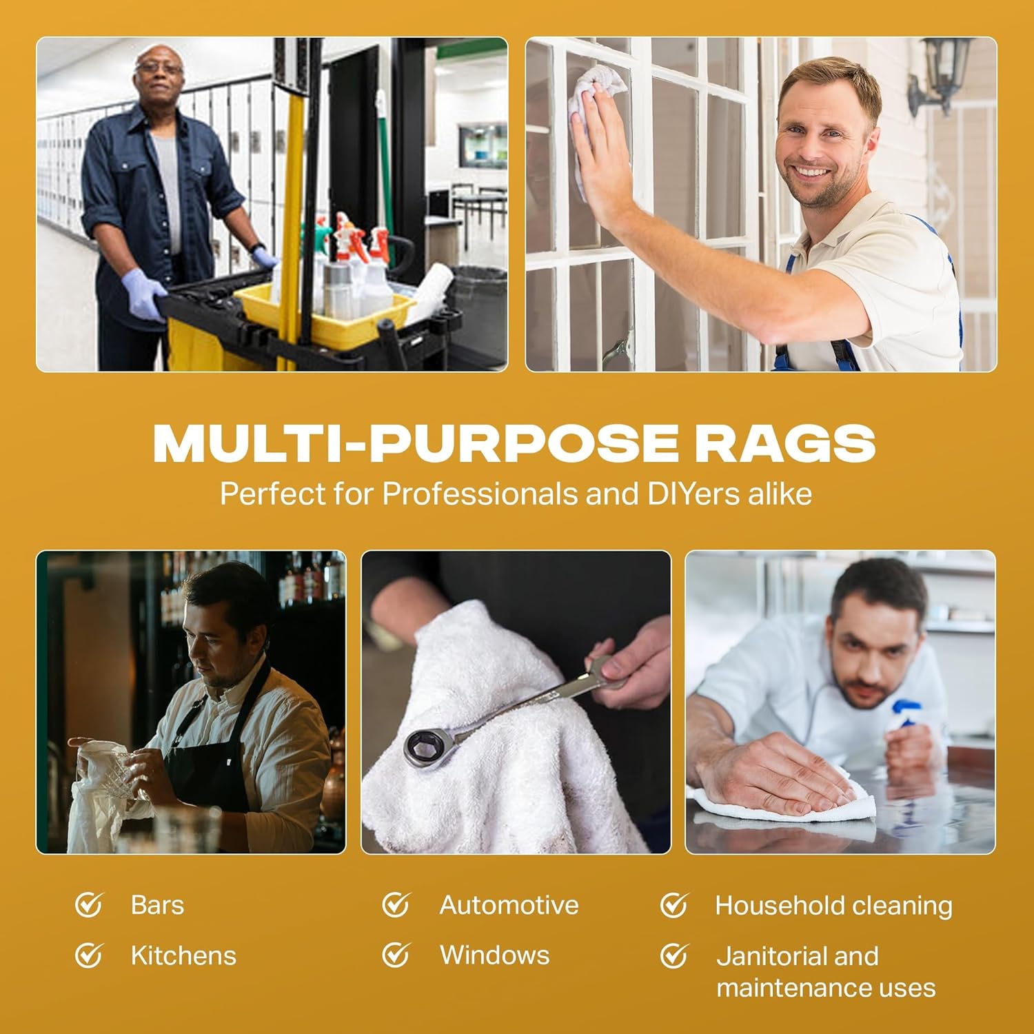 Angel-in-Armor White Terry Cloth Rags (12” x 12”) – 25Ib Bulk Box of 100% Cotton Cleaning Rags (300 Units) – Reclaimed Towels for Plumbers, Shop Use, Janitorial, and Commercial Cleaning