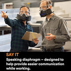 3M Respirator, Secure Click Half Face Reusable Respirator with Speaking Diaphragm and Push Button Seal Check, HF-803SD, Sweeping, Sanding, Grinding, Sawing, Dust, Large