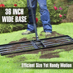 Jardineer Lawn Leveling Rake 36 Inches with 72 Inches Long Handle, Yard Leveling Rakes for Grass Soil, Lawn Leveler Rake Heavy Duty, Ground Dirt Leveler for Yard