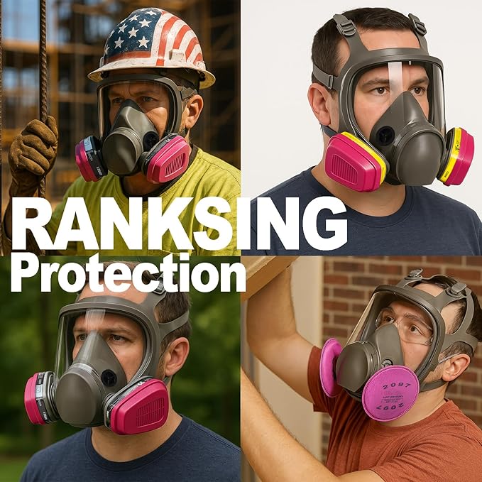 RANKSING Reusable Respirator Full Gas Mask Full 6800 with Filters for Dust, Asbestos, Chemicals while Painting, Spraying