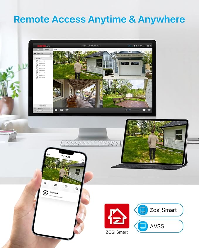 ZOSI 4K 16CH PoE Home Security Cameras System with 4TB Hard Drive,H.265 8MP 16 Channel CCTV NVR,12pcs 5MP Outdoor PoE IP Cameras,120ft Night Vision,Motion Detection,Remote Access,for 24/7 Recording