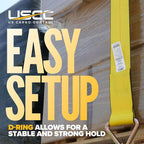 US Cargo Control 4" x 30' Winch Straps with D-Rings (10-Pack), 5,400 LBS Working Load Limit, Heavy Duty Flatbed Tie Downs, Yellow 4 Inch Straps for Flatbed Trailers, Trucks, and Cargo Securement