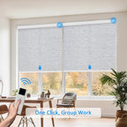 Motorized Blinds with Remote Cordless Automatic Motorized Shades Custom Blinds for Windows Smart Curtains Compatible with Alexa Google Home(Light Filtering Jacquard Grey,W22 x H72in)