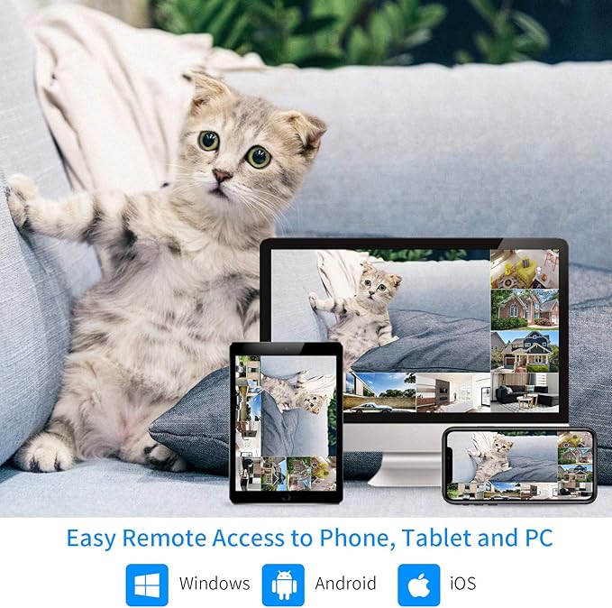 Hiseeu 2K Wireless Security Camera System, 10CH NVR Kit,8Pcs 3MP WiFi Surveillance Cameras for Home Indoor/Outdoor Use,Night Vision,Waterproof, Motion Detection, 3TB Hard Drive and DC Power Included