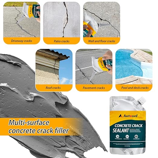 Concrete Crack Filler, High Elasticity Cement Crack Repair Sealant, Self-Leveling Waterproof Caulking Glue for Driveways, Walkways, Patios, Outdoor Concrete Joint Repair-4 PCS