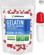 XPRS Nutra Size 3 Empty Capsules - 100 Count Empty Gelatin Capsules - Empty Pill Capsules - DIY Capsule Filling - Pure Bovine Pill Capsules Empty Gel Caps (Red/White)