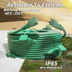 50 FT Green Outdoor Extension Cord with Multiple Outlets, 16/3 Gauge Outdoor Green Extension Cord Evenly Spaced 6 Outlets Plugs Waterproof, 13AMP 1625W 125V 16AWG SJTW, ETL Listed