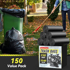 150 Count 55-60 Gallon Trash Bags, Sturdy & Tear-Resistant Commercial Can Liners 55 Gallon, Large Garbage Bags, Large Black Trash Bags for Commercial, Lawn and Leaf Bags