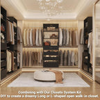 Aheaplus Closet System Set of 2, 4-9Ft Wood Closet Organizer with Drawers & Shelves, Closet Organizer System with 8 Hanging Rods, Walk-in Closets Organizer Wardrobe Closet Rack, Black