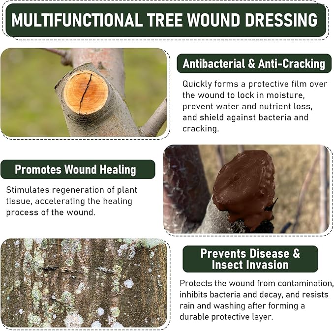 Tree Wound Sealer & Dressing, 500g Tree Pruning Sealer for Cut, Damaged Bark, Grafting – Effective Tree Repair Sealant for Shrub, Bonsai, Rose, Orchard | Horticulture Grade Seal Formula